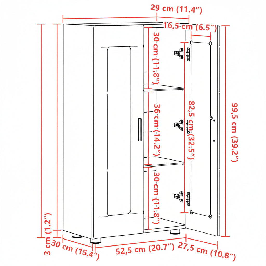Sideboard | Kommode | Vitrinenschrank | Glastüren | Wohnzimmermöbel | 103 cm