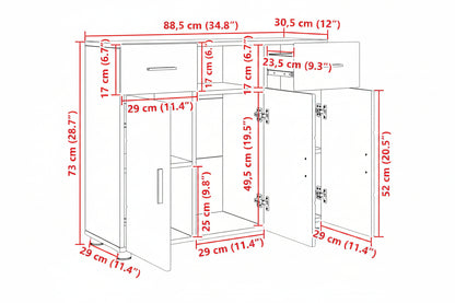 Modernes Sideboard | Anrichte | Kommode | Buffetmöbel | Schrank | 88,5 x 73 cm
