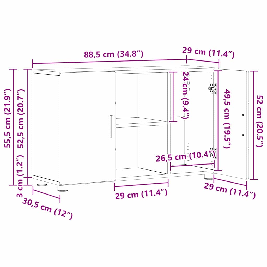 Modernes Sideboard | Anrichte | Kommode | Buffetmöbel | Schrank | 88,5 x 55,5 cm