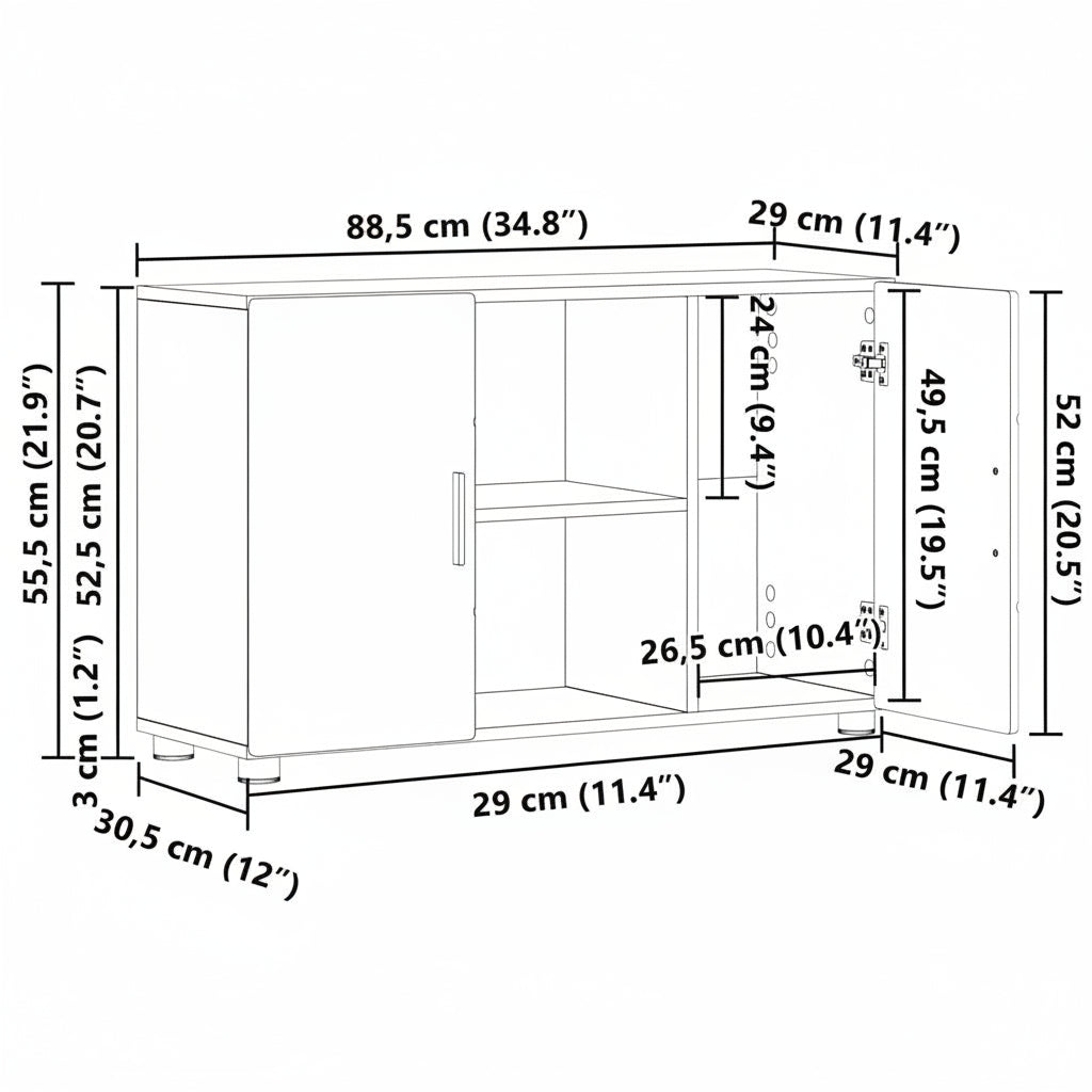 Modernes Sideboard | Anrichte | Kommode | Buffetmöbel | Schrank | 88,5 x 55,5 cm