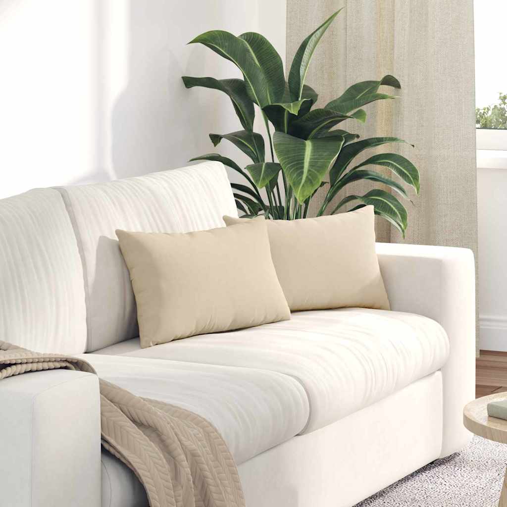 Sofakissen 2 Stück Beige 50 x 30 cm Stoff