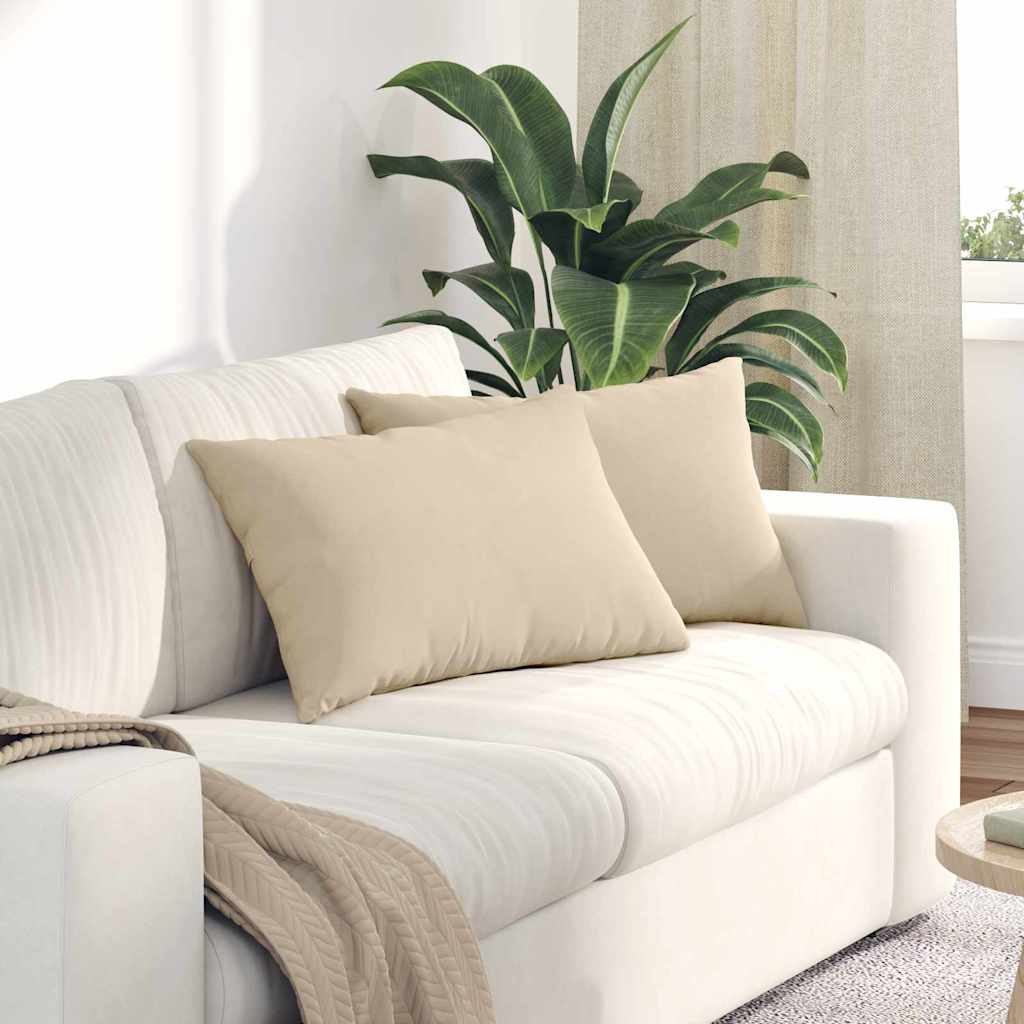 Sofakissen 2 Stück Beige 60 x 40 cm Stoff