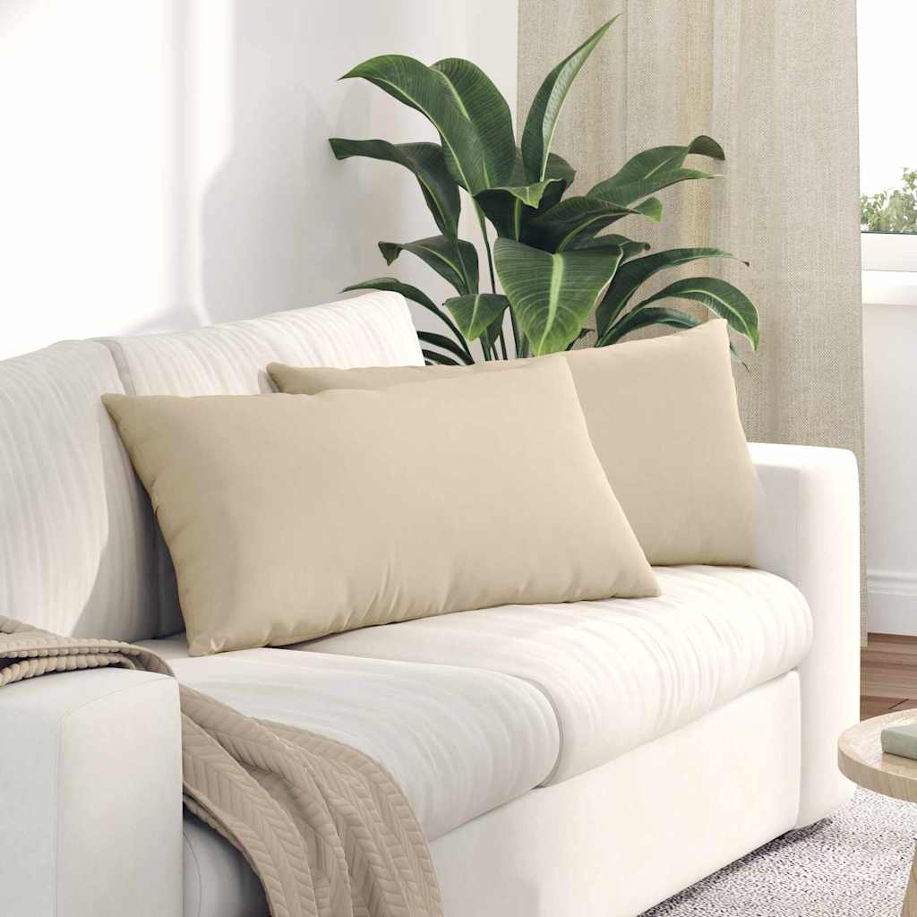 Sofakissen 2 Stück Beige 80 x 40 cm Stoff