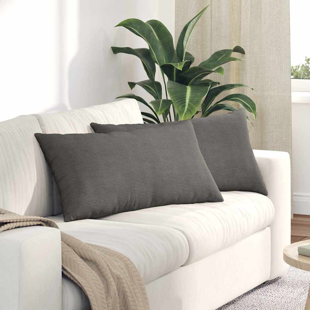 Sofakissen 2 Stück Grau-Grün 80 x 40 cm Cordstoff