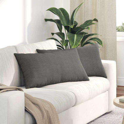 Sofakissen 2 Stück Grau-Grün 80 x 40 cm Cordstoff