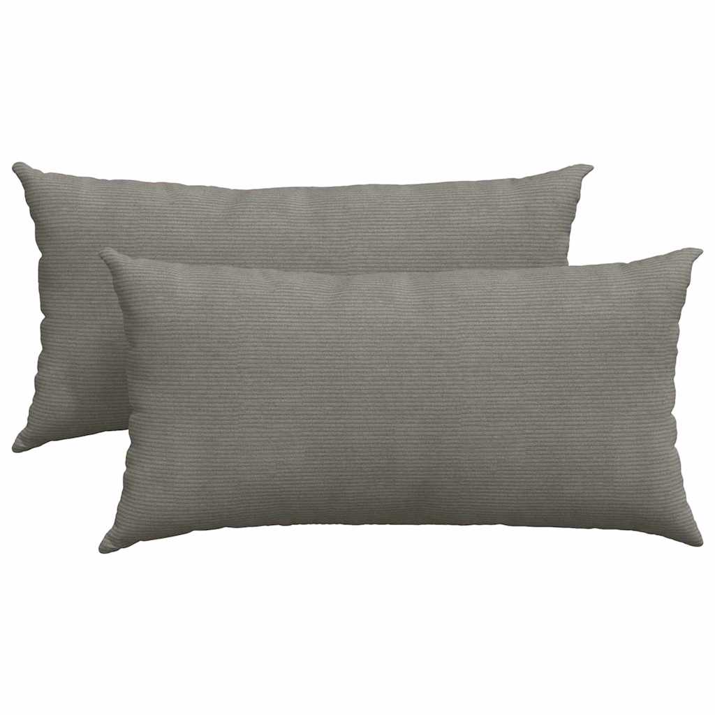 Sofakissen 2 Stück Grau-Grün 80 x 40 cm Cordstoff