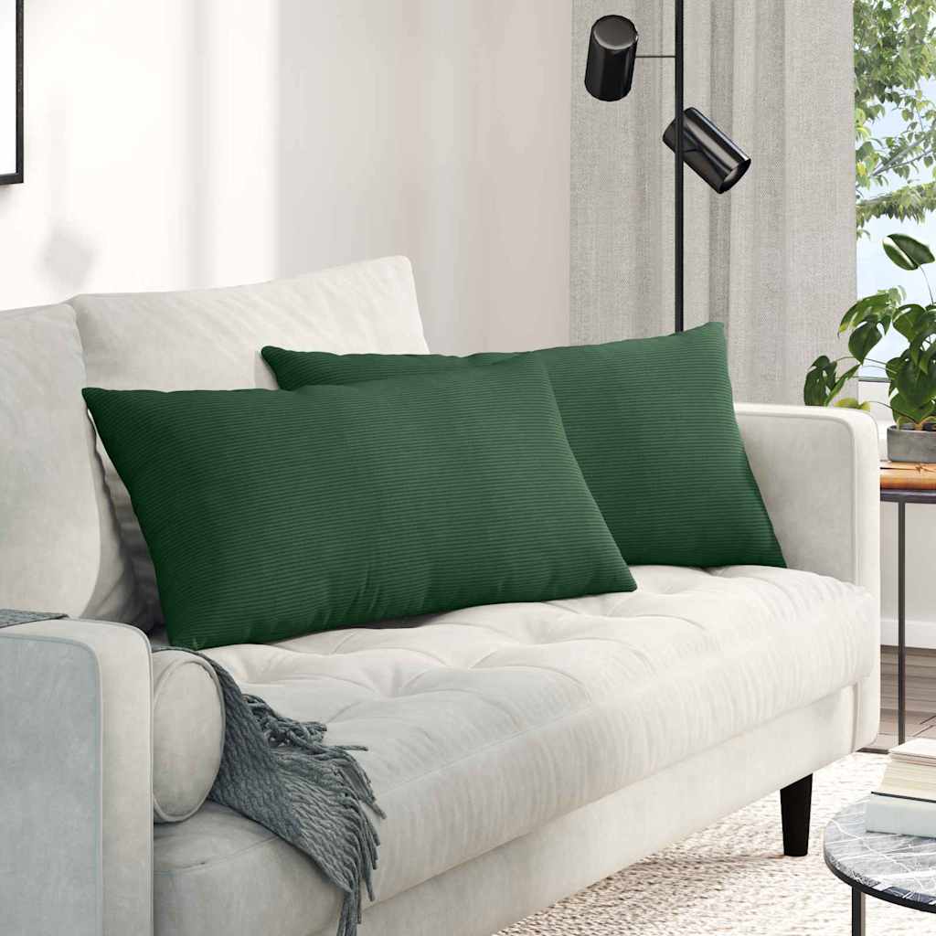Sofakissen 2 Stück Grau-Grün 80 x 40 cm Cordstoff