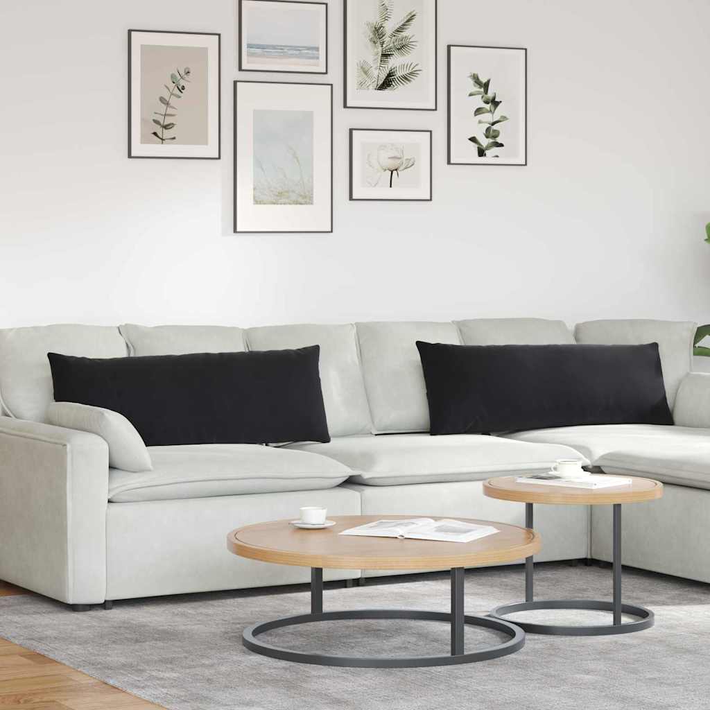 Sofakissen 2 Stück Schwarz 120 x 40 cm Cordstoff