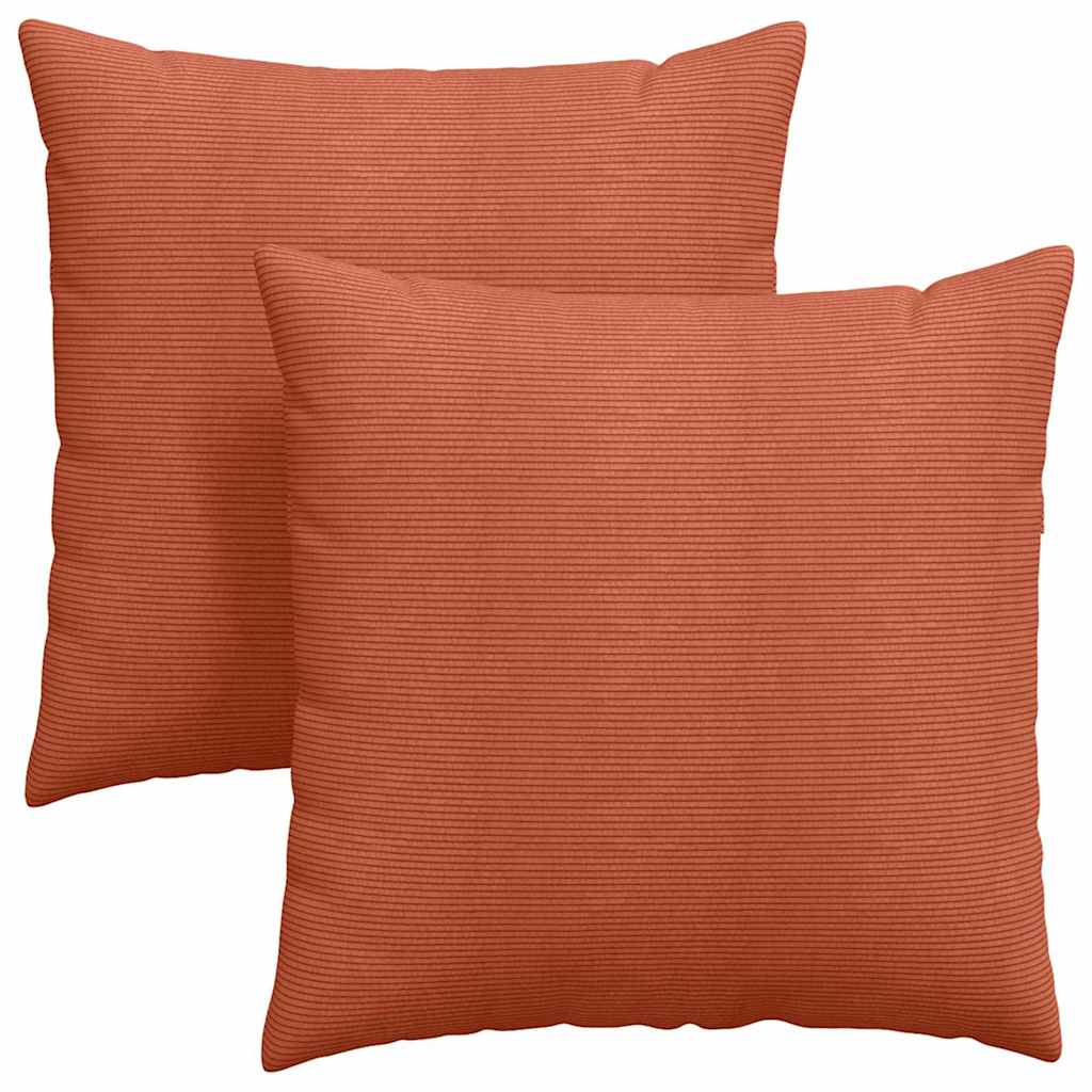 Sofakissen 2 Stück Rot-Orange 80 x 80 cm Cordstoff