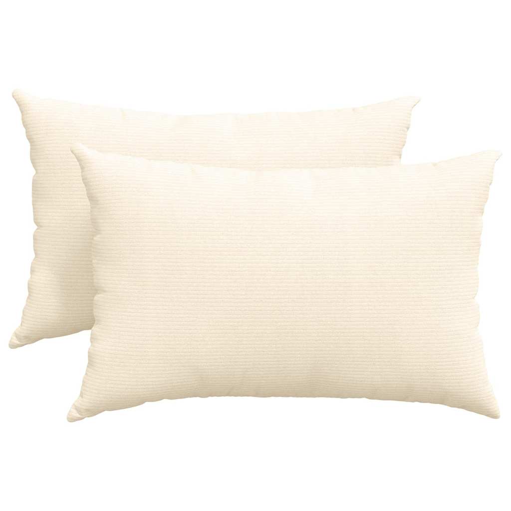 Sofakissen 2 Stück Creme 60 x 40 cm Cordstoff