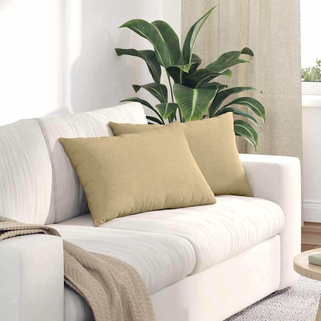 Sofakissen 2 Stück Creme 60 x 40 cm Cordstoff