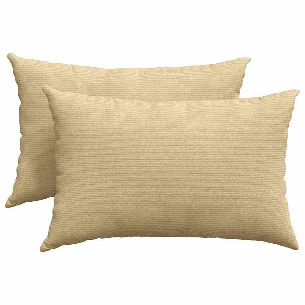Sofakissen 2 Stück Creme 60 x 40 cm Cordstoff