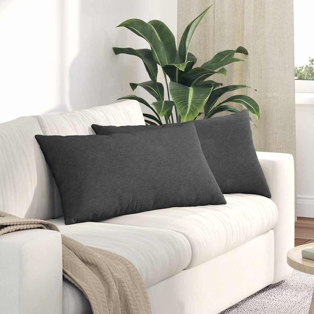 Sofakissen 2 Stück Grau-Grün 80 x 40 cm Cordstoff