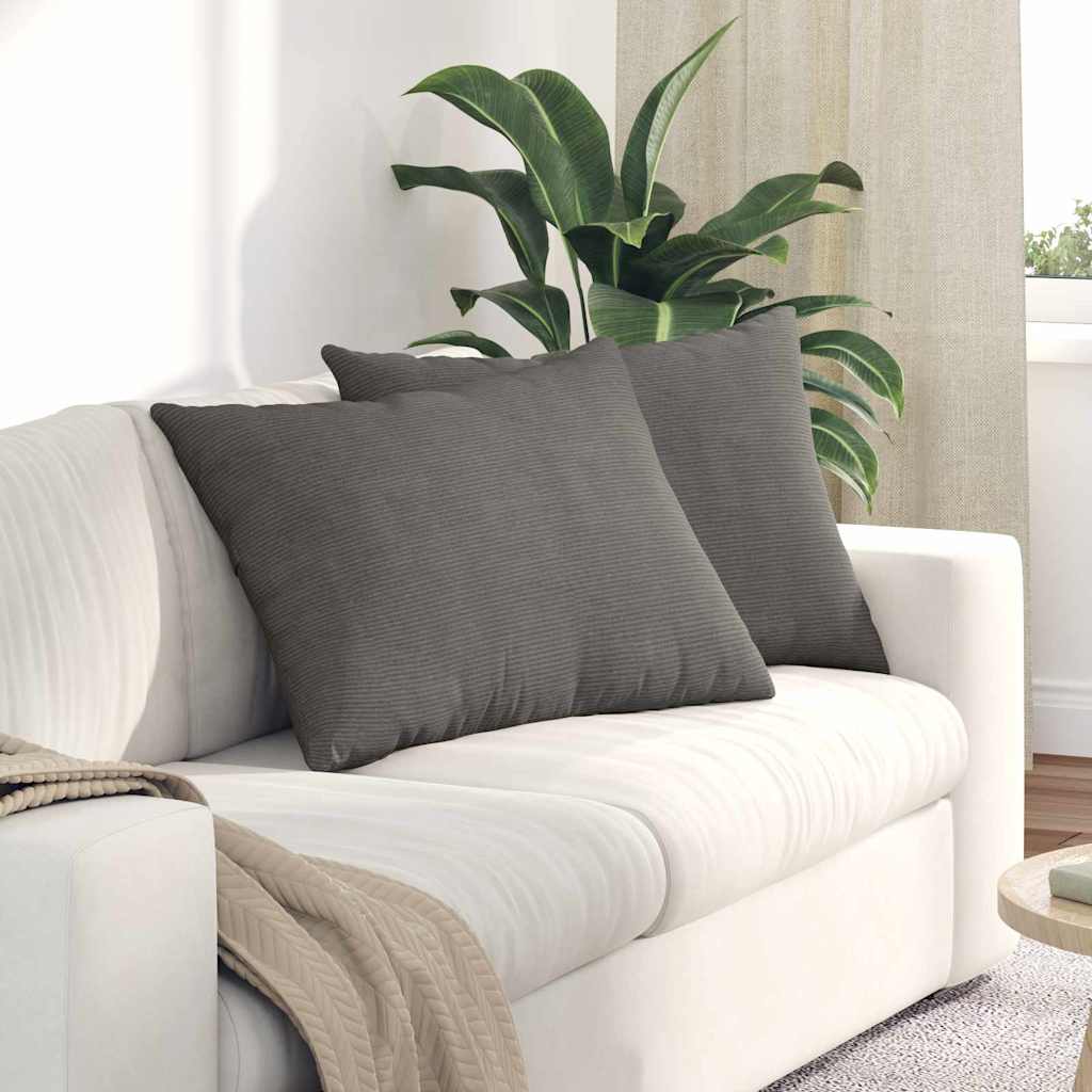 Sofakissen 2 Stück Dunkelgrau 70 x 50 cm Cordstoff