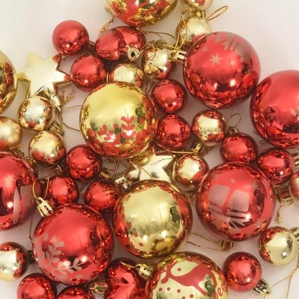Weihnachtskugel-Set 40 stk. Gold und Rot Ø 6 cm Kunststoff