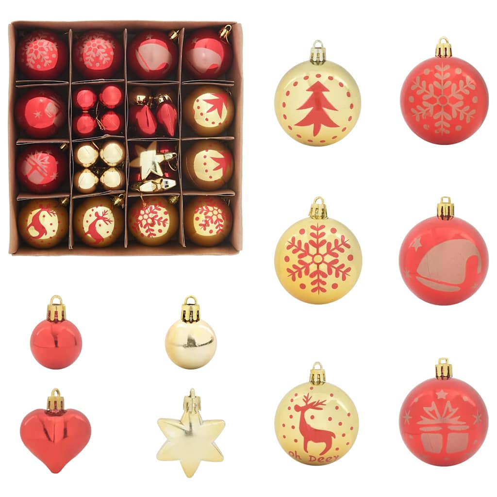 Weihnachtskugel-Set 40 stk. Gold und Rot Ø 6 cm Kunststoff