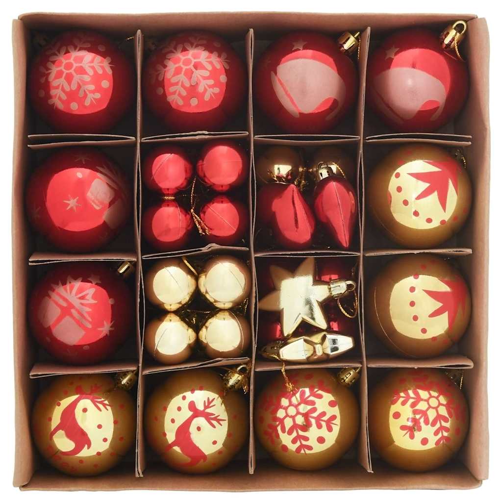 Weihnachtskugel-Set 40 stk. Gold und Rot Ø 6 cm Kunststoff