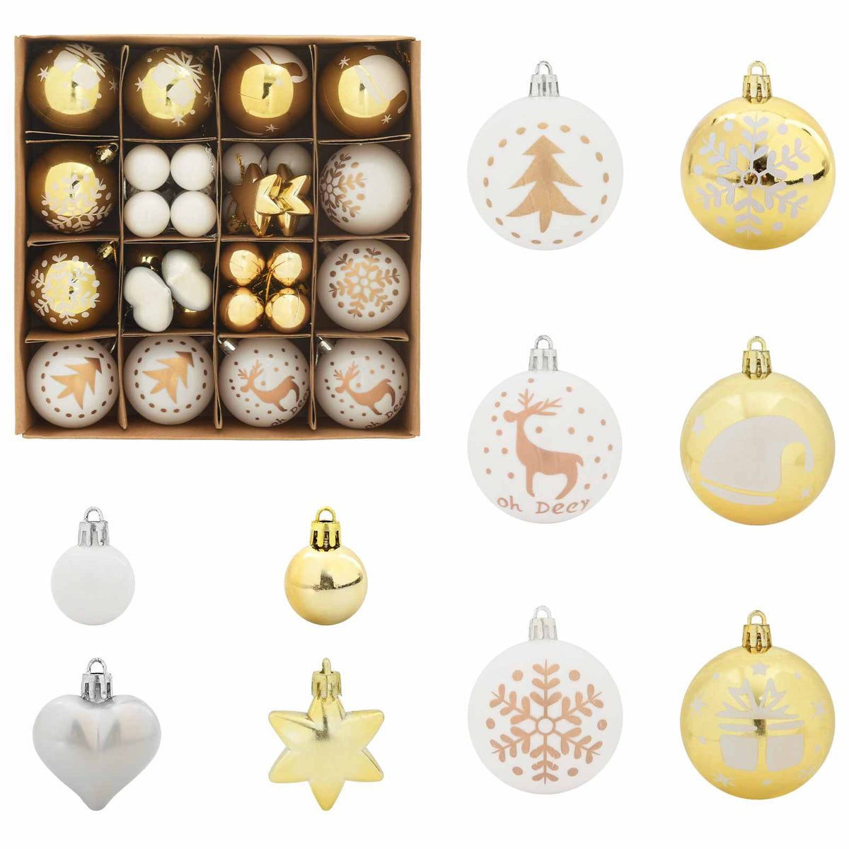 Weihnachtskugel-Set 40 stk. Gold und Rot Ø 6 cm Kunststoff