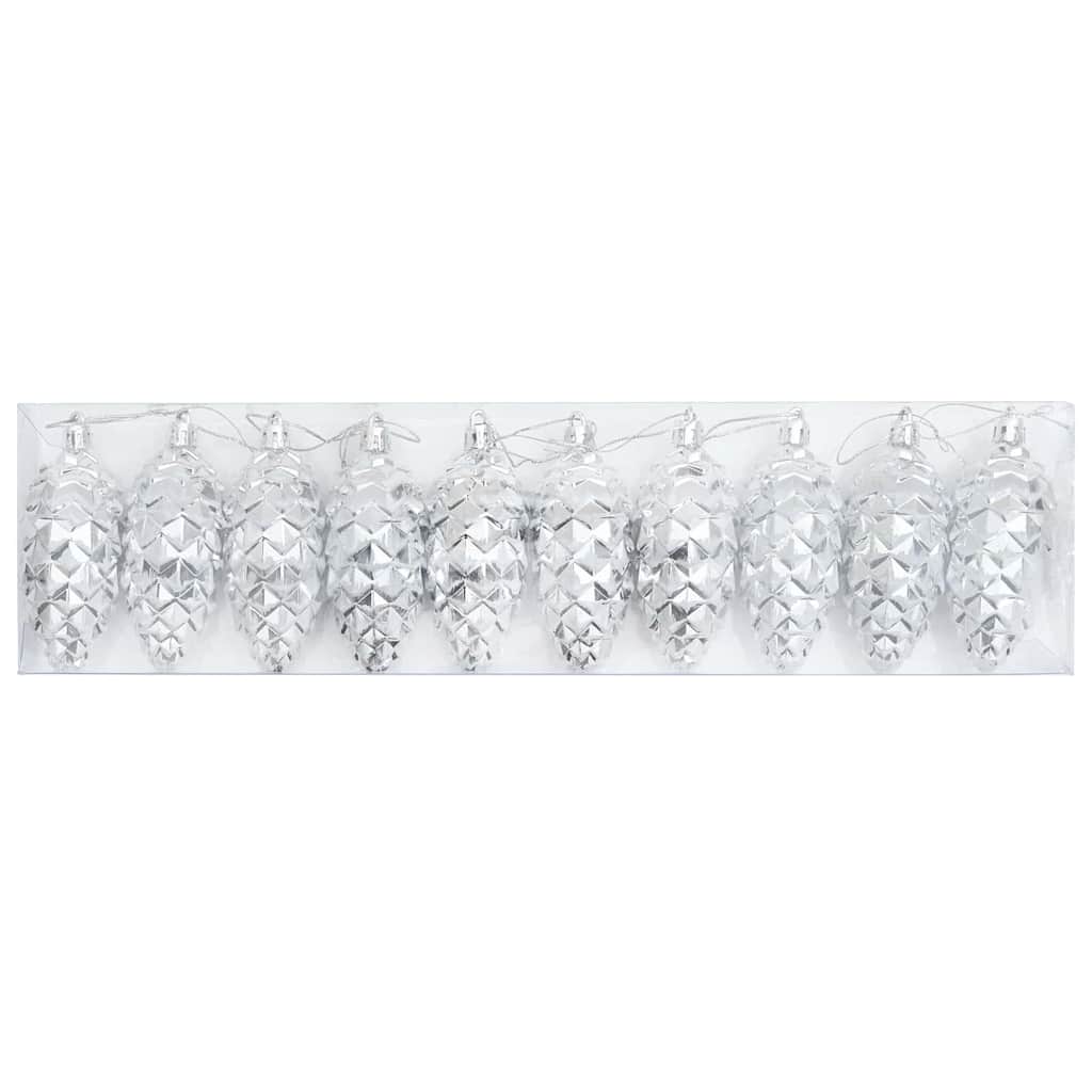 Weihnachts-Tannenzapfen Ball 40 stk. Silber 4 x 9 cm Kunststoff