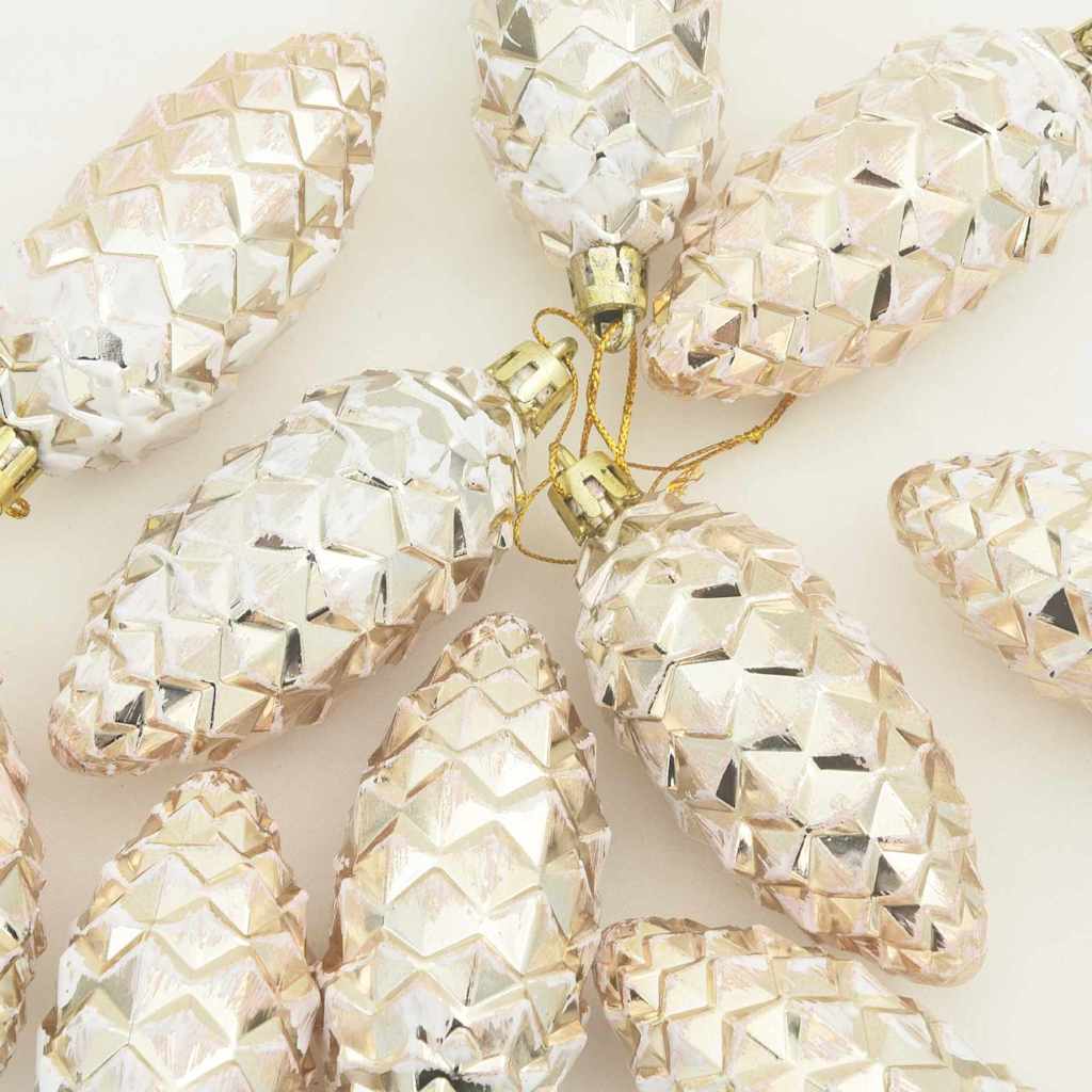 Weihnachts-Tannenzapfen Ball 40 stk. Silber 4 x 9 cm Kunststoff