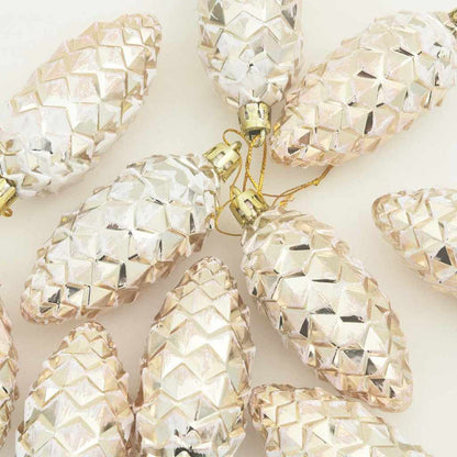 Weihnachts-Tannenzapfen Ball 40 stk. Silber 4 x 9 cm Kunststoff