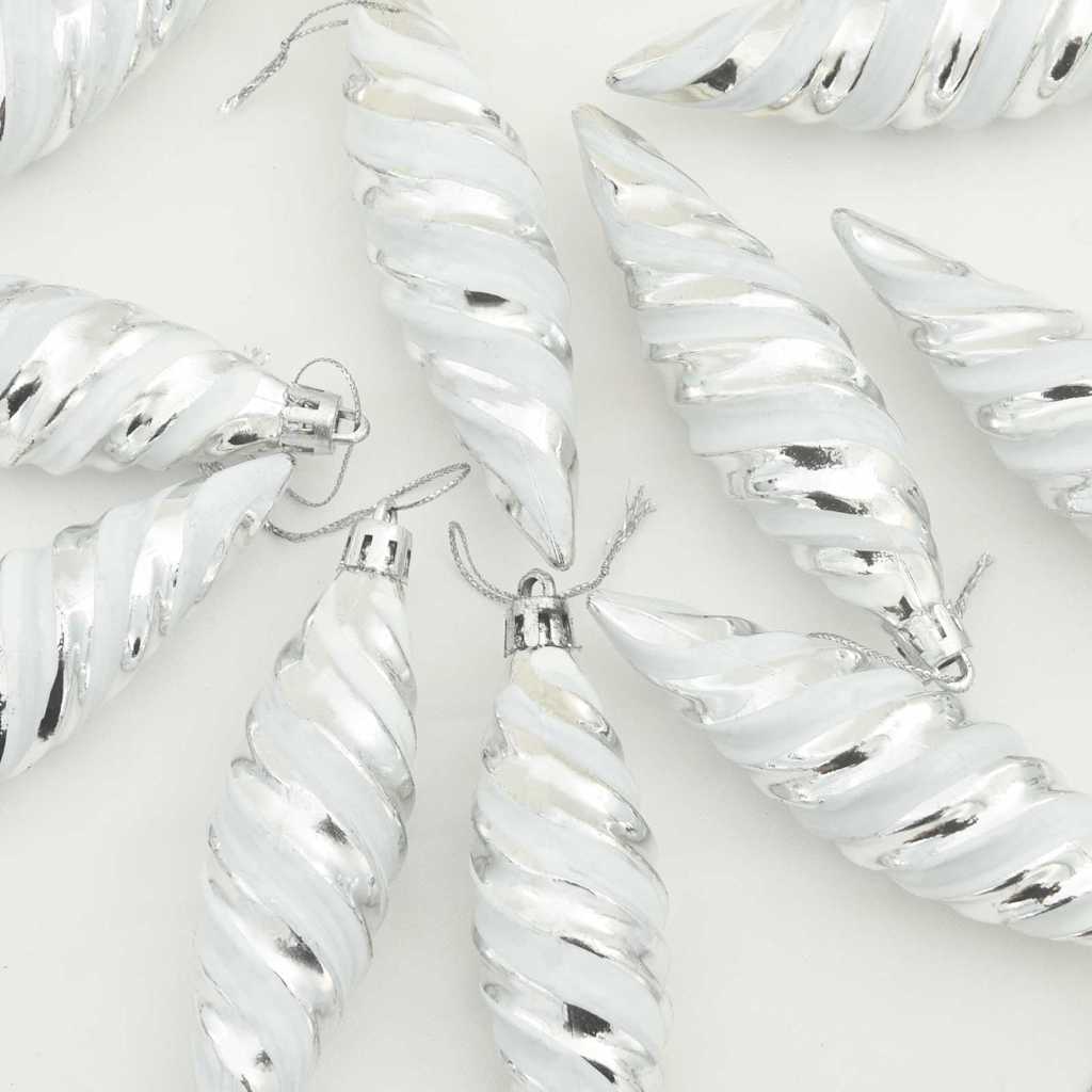 Weihnachtliche Spiralenform Kugel 40 stk. Silber 3 x 11 cm