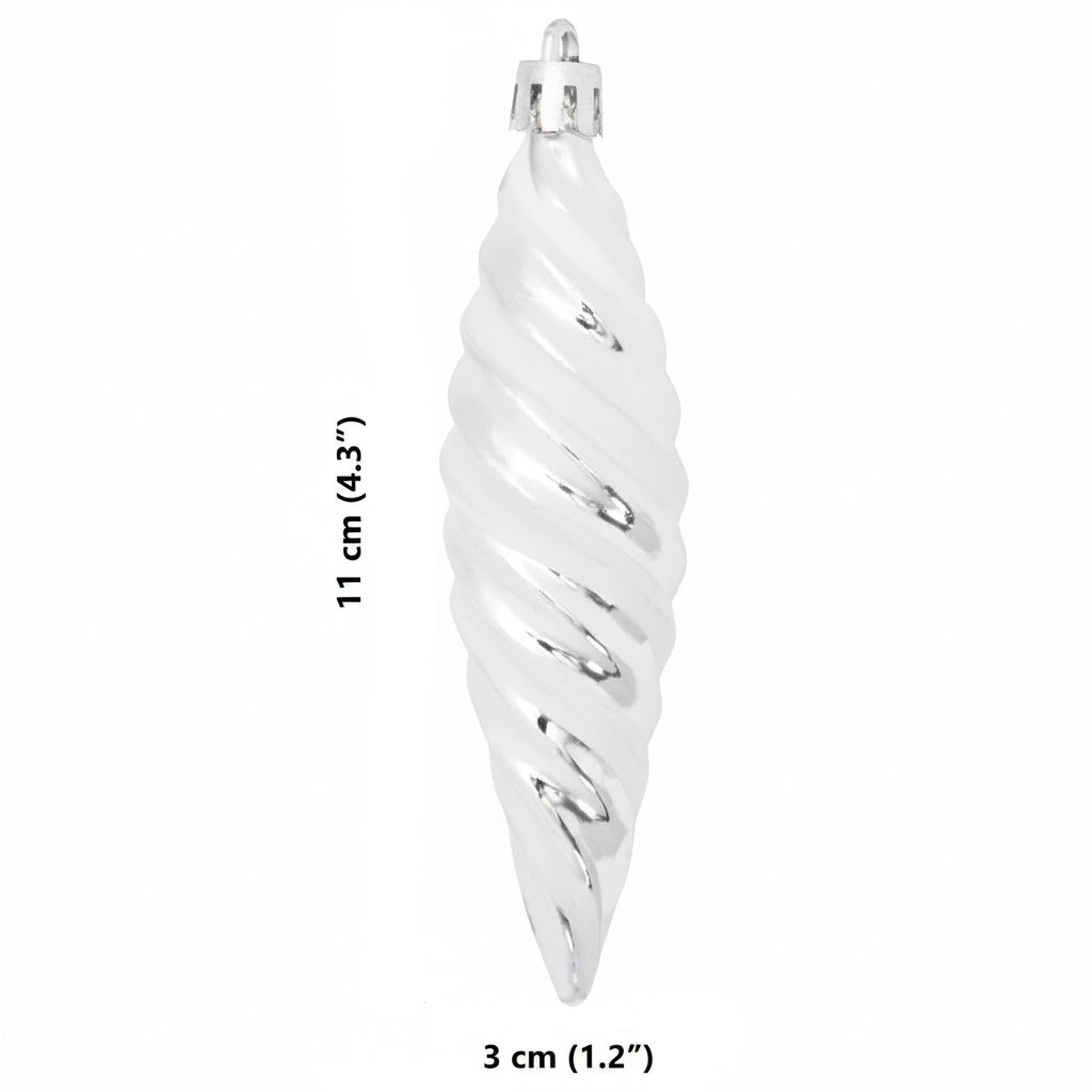 Weihnachtliche Spiralenform Kugel 40 stk. Silber 3 x 11 cm