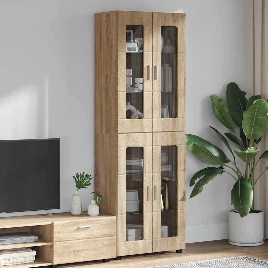 Highboard mit Glastüren | Hochschrannk | Vitrine | Wohnzimmerschrank | 182 cm