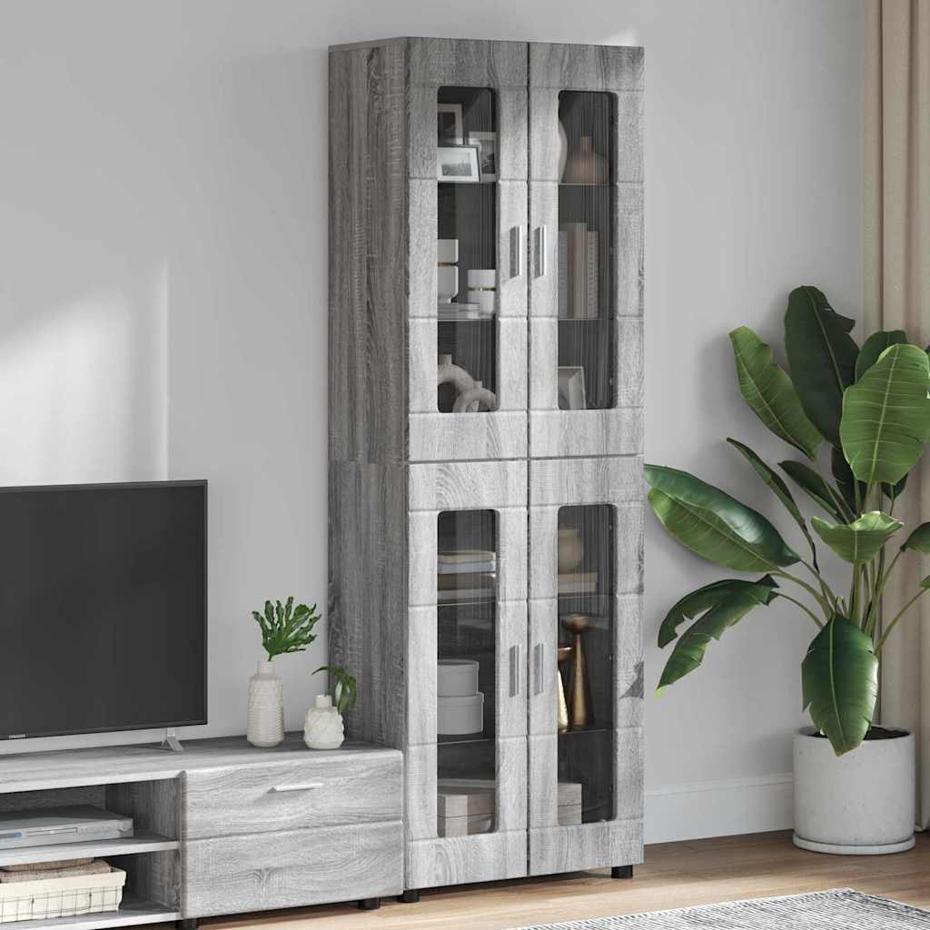 Highboard mit Glastüren | Hochschrannk | Vitrine | Wohnzimmerschrank | 182 cm