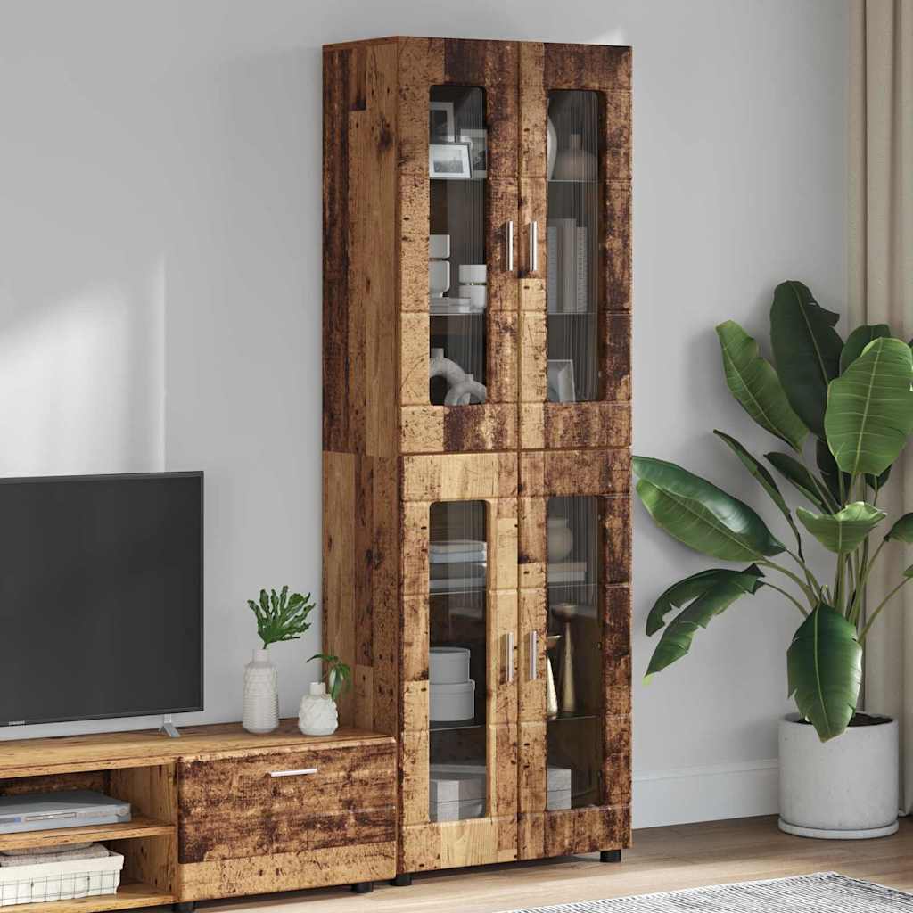 Highboard mit Glastüren | Hochschrannk | Vitrine | Wohnzimmerschrank | 182 cm