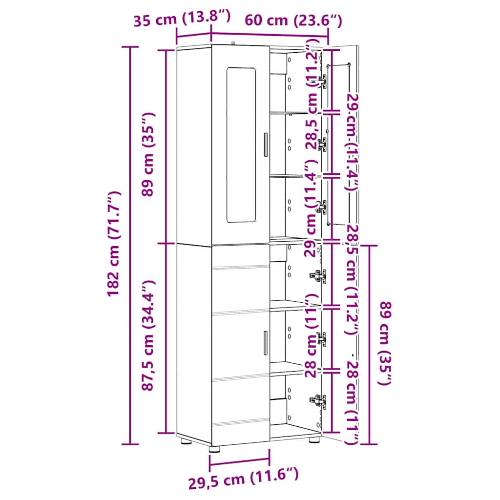 TOP Highboard mit 4 Türen | Vitrine | Hochschrank | Wohnzimmerschrank | 182 cm