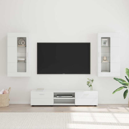 TV-Schrankset | Lowboard | Wandschrank mit Glastüren | Fersehmöbel | 2-teilig