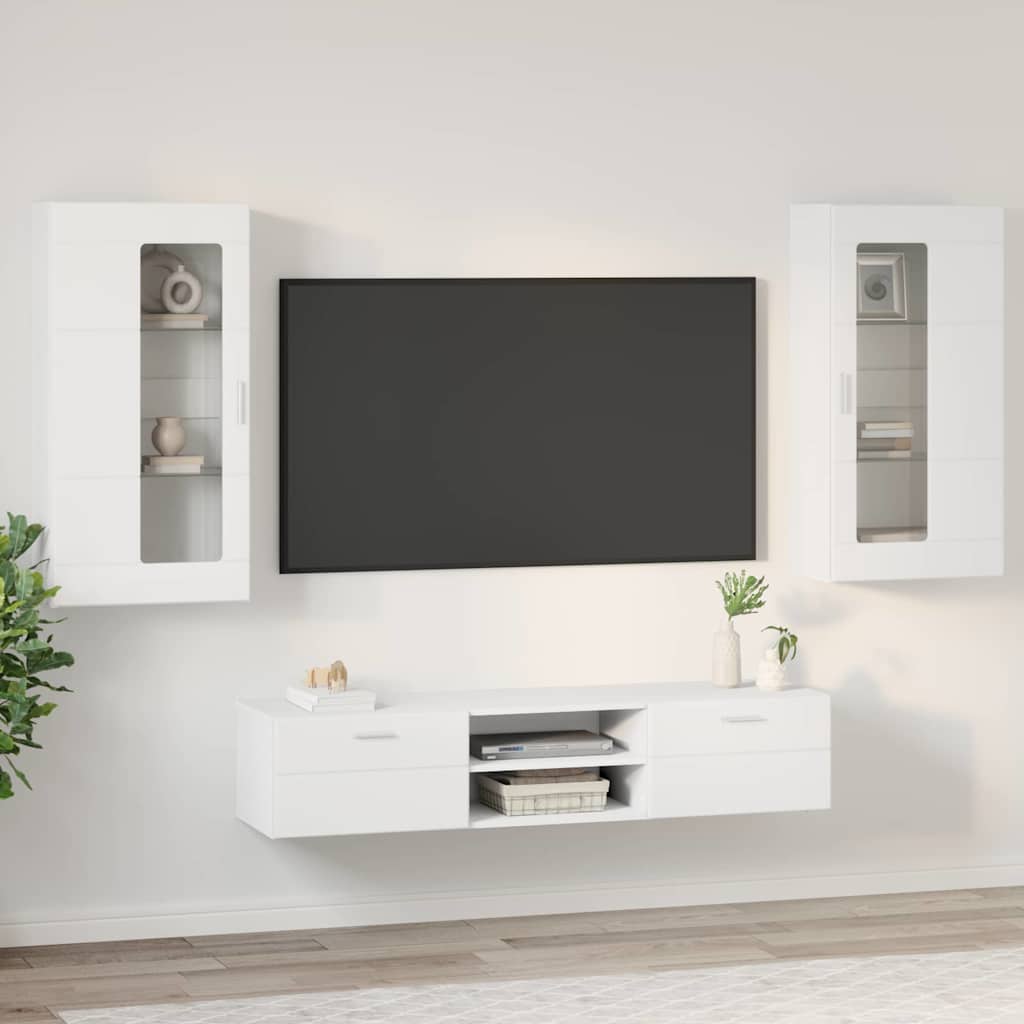 TV-Schrankset | Lowboard | Wandschrank mit Glastüren | Fersehmöbel | 2-teilig