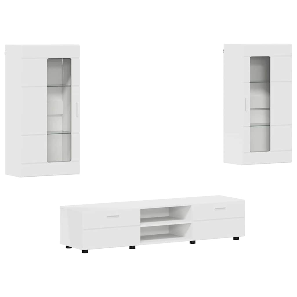 TV-Schrankset | Lowboard | Wandschrank mit Glastüren | Fersehmöbel | 2-teilig