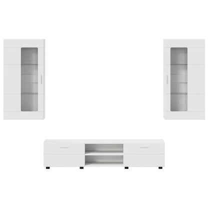 TV-Schrankset | Lowboard | Wandschrank mit Glastüren | Fersehmöbel | 2-teilig