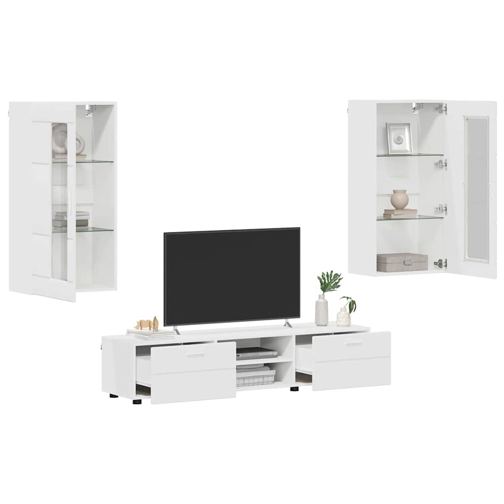 TV-Schrankset | Lowboard | Wandschrank mit Glastüren | Fersehmöbel | 2-teilig