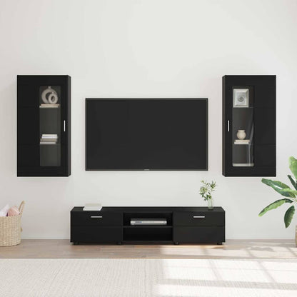 TV-Schrankset | Lowboard | Wandschrank mit Glastüren | Fersehmöbel | 2-teilig