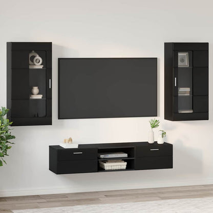 TV-Schrankset | Lowboard | Wandschrank mit Glastüren | Fersehmöbel | 2-teilig
