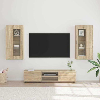 TV-Schrankset | Lowboard | Wandschrank mit Glastüren | Fersehmöbel | 2-teilig