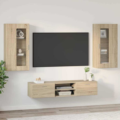 TV-Schrankset | Lowboard | Wandschrank mit Glastüren | Fersehmöbel | 2-teilig