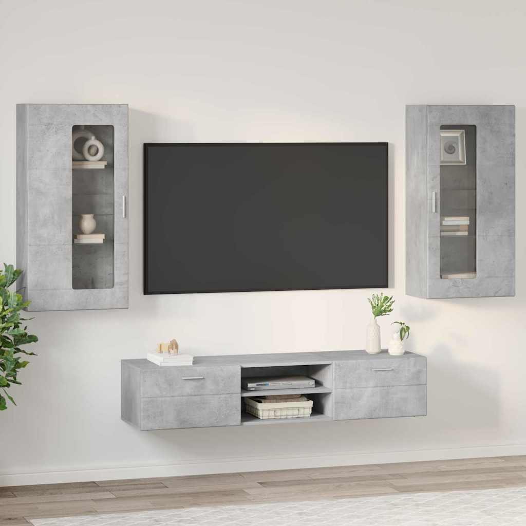 TV-Schrankset | Lowboard | Wandschrank mit Glastüren | Fersehmöbel | 2-teilig