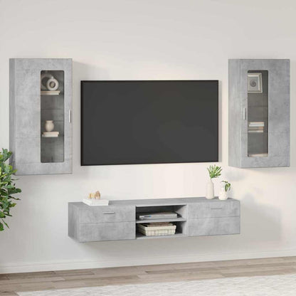TV-Schrankset | Lowboard | Wandschrank mit Glastüren | Fersehmöbel | 2-teilig