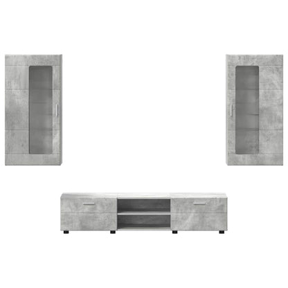 TV-Schrankset | Lowboard | Wandschrank mit Glastüren | Fersehmöbel | 2-teilig