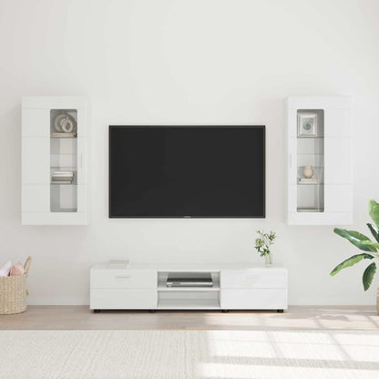 TV-Schrankset | Lowboard | Wandschrank mit Glastüren | Fersehmöbel | 2-teilig