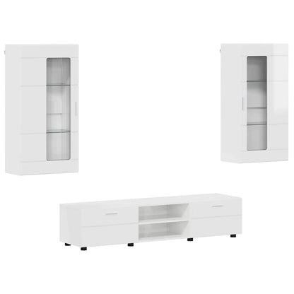 TV-Schrankset | Lowboard | Wandschrank mit Glastüren | Fersehmöbel | 2-teilig