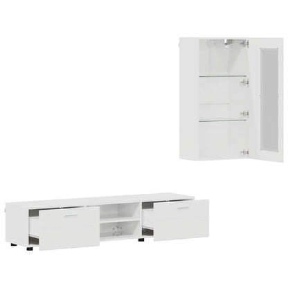 TV-Schrankset | Lowboard | Wandschrank mit Glastüren | Fersehmöbel | 2-teilig