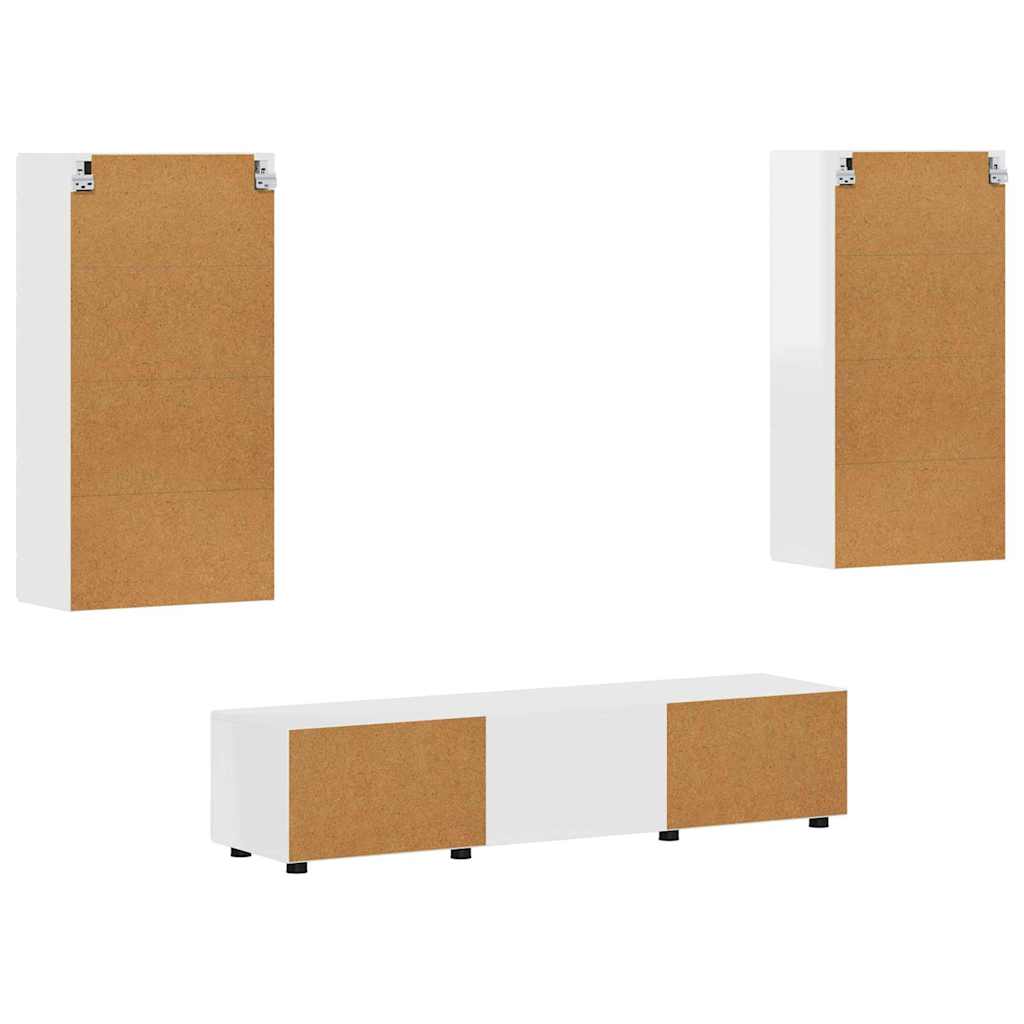 TV-Schrankset | Lowboard | Wandschrank mit Glastüren | Fersehmöbel | 2-teilig