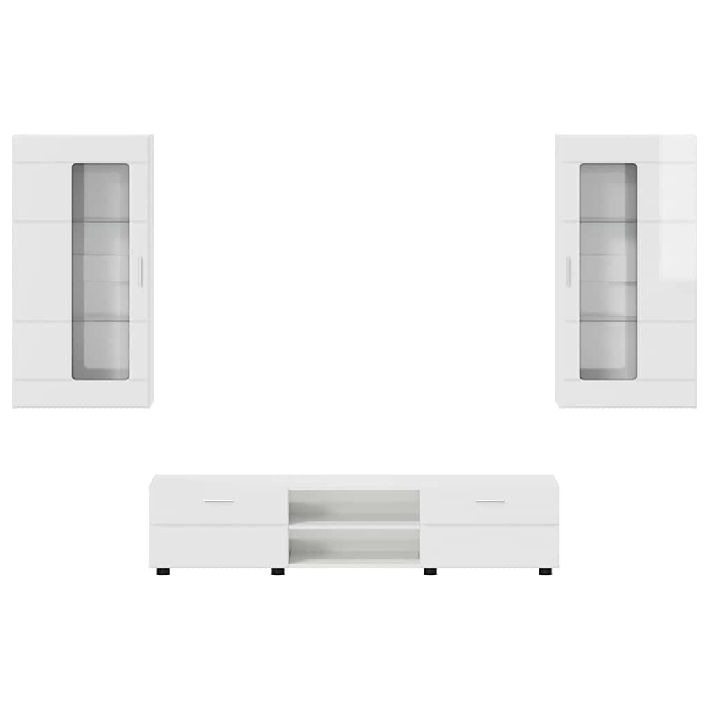 TV-Schrankset | Lowboard | Wandschrank mit Glastüren | Fersehmöbel | 2-teilig