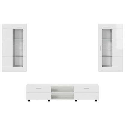 TV-Schrankset | Lowboard | Wandschrank mit Glastüren | Fersehmöbel | 2-teilig