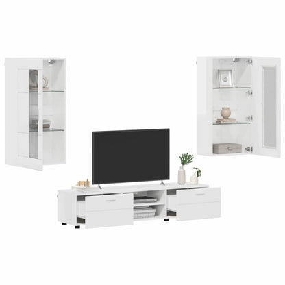 TV-Schrankset | Lowboard | Wandschrank mit Glastüren | Fersehmöbel | 2-teilig